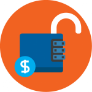 Icon showing a lock with a dollar sign